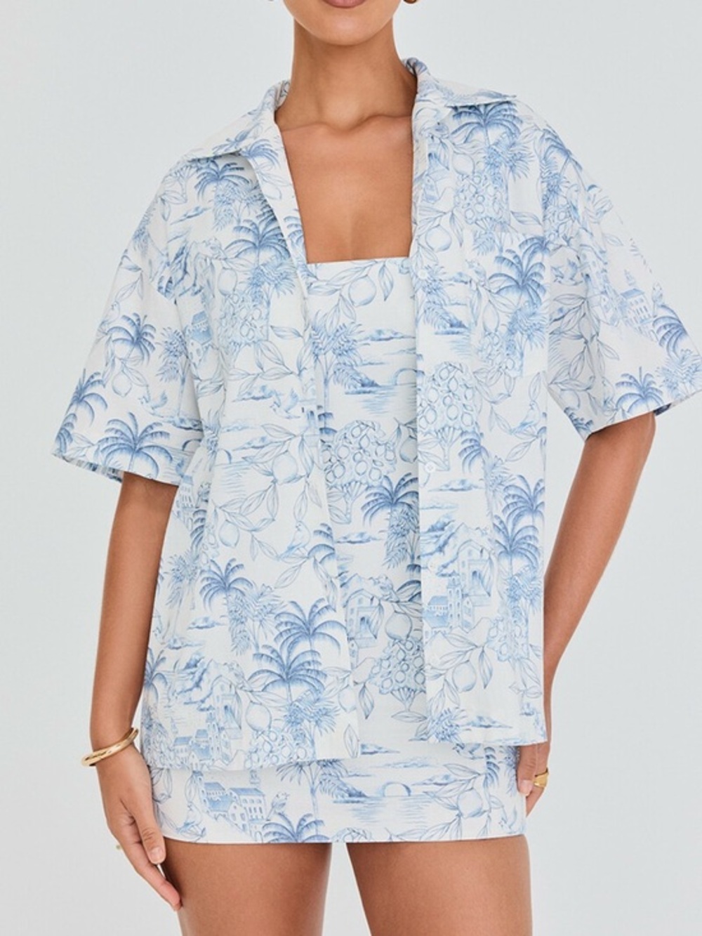 Mistress Rocks NWT White Garden Print Relaxed Shirt Size Small